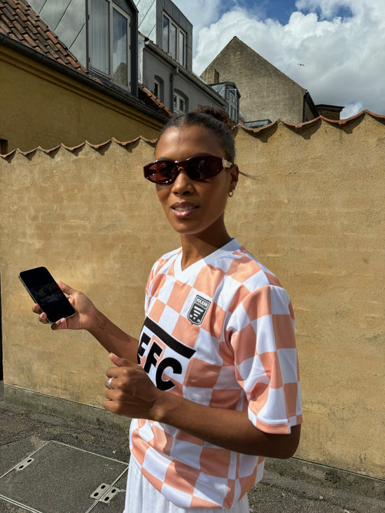 VEFC Check Jersey in Peach Pink