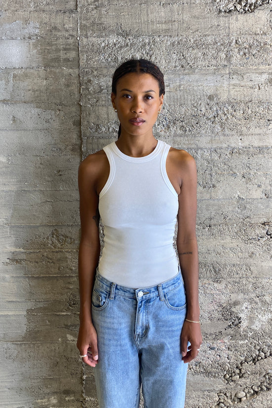 Fitted Tank Top in Optic White