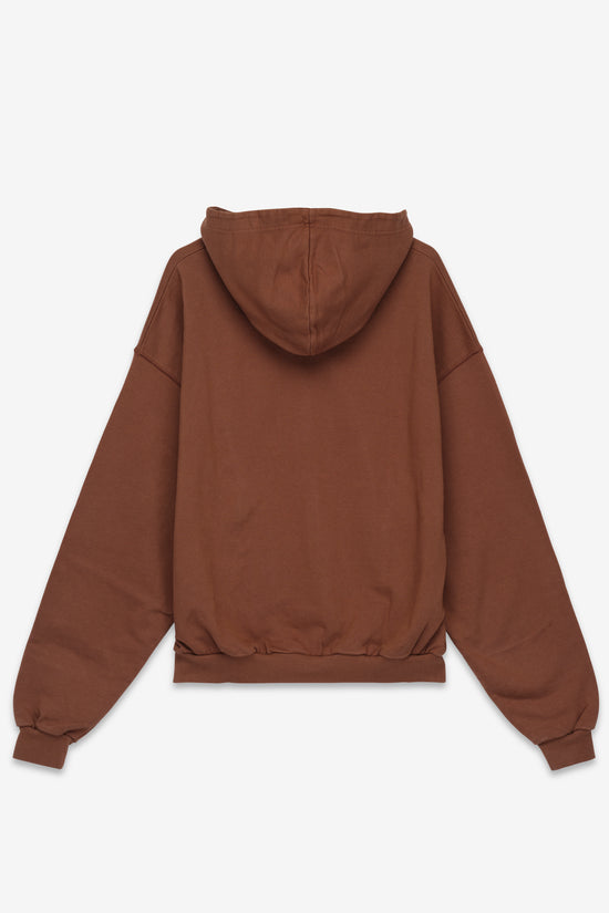 Oversized Double Zip Hoodie in Vintage Brown